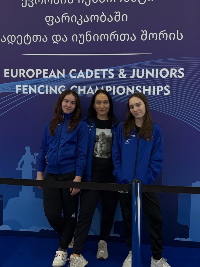 Club athletes and coach at the European Championships